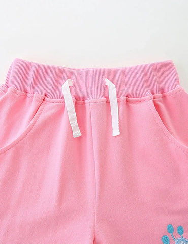 Bloem geborduurde katoenen shorts