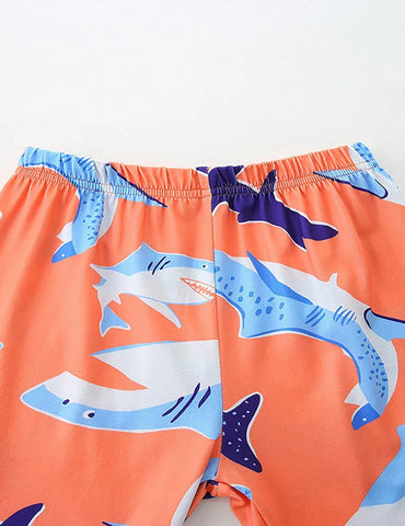 Whale Print Short Sleeve T-Shirt and Shorts Set