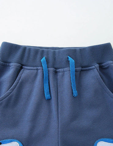 Cartoon Shark Applique Shorts