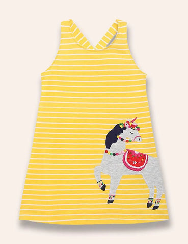 Grey Horse Appliqué Vest Dress - Mini berni