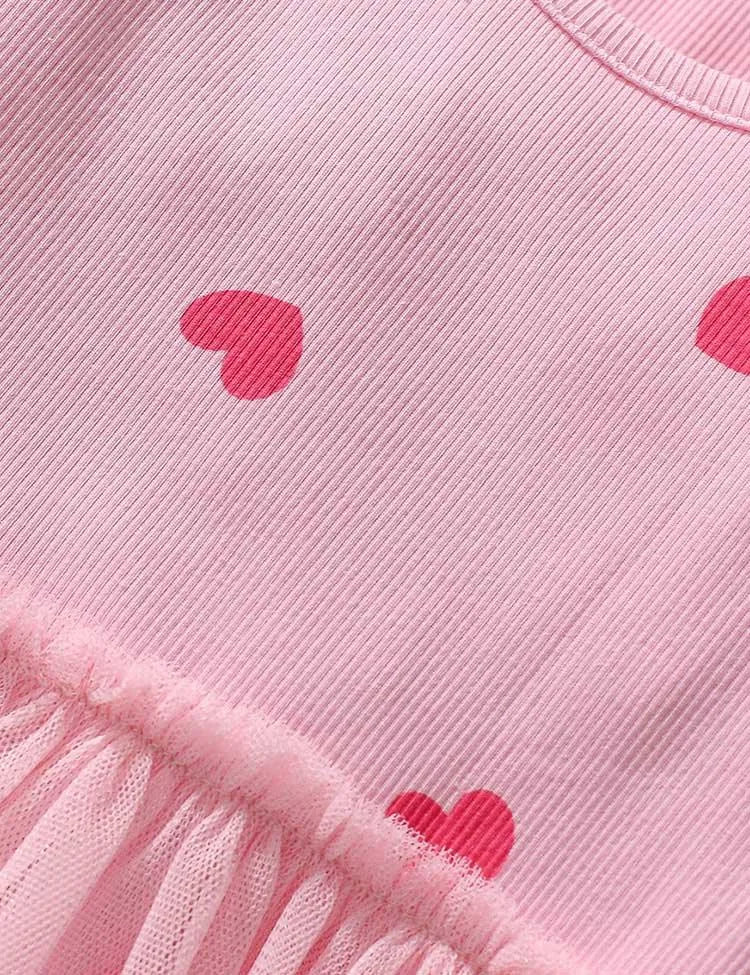 Heart Dotted Long Sleeve Dress - Mini berni