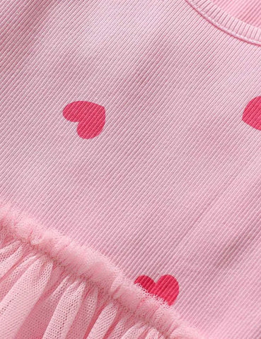 Heart Dotted Long Sleeve Dress - Mini berni