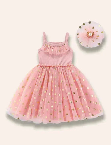 Dotted Tulle Suspender Dress Set