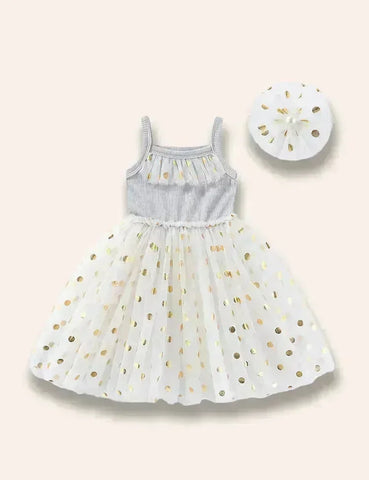 Dotted Tulle Suspender Dress Set