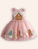 Clearance Deals - Gingerbread House Embroidered Tulle Dress