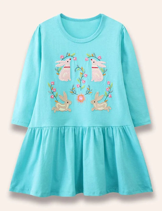 Floral Rabbit Appliqué Dress - Mini Taylor