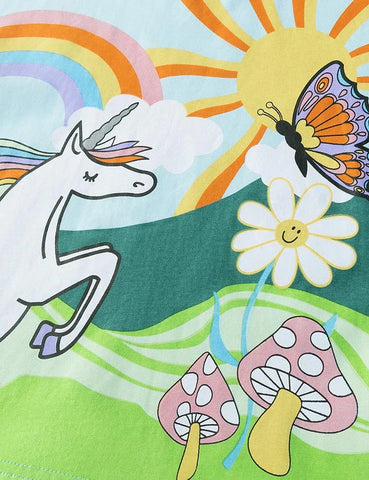 Kurzärmeliges T-Shirt mit Einhorn-Print