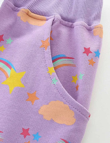 Rainbow Printed Cotton Shorts