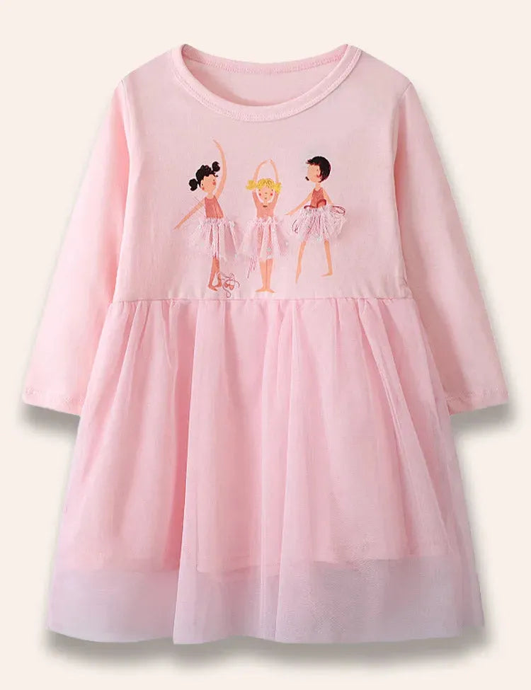 Ballettkleid für Mädchen mit langen Ärmeln aus Tüll