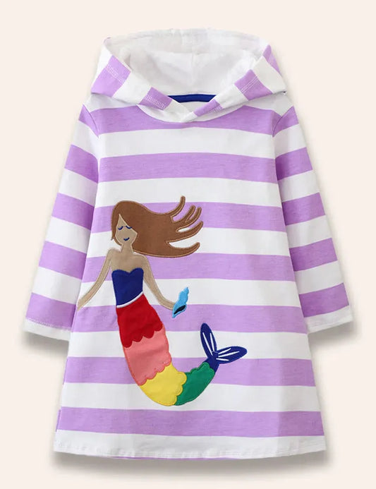 Kapuzen-Sweatshirtkleid Mit Meerjungfrauen-Applikation