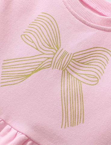 Gouden strik bedrukt sweatshirt met ruches