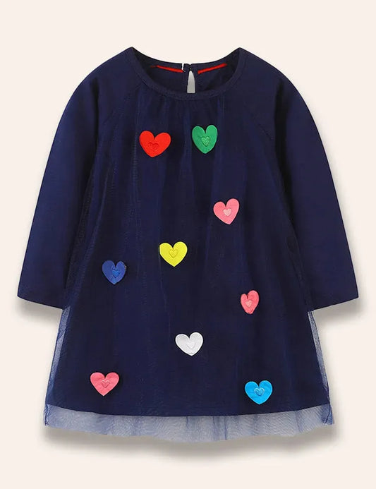 Multi hart Tule jurk