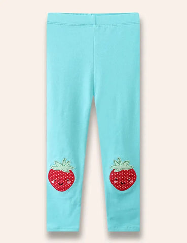 Cute Strawberry Appliqué Leggings