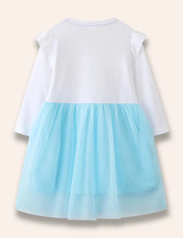 Abito in tulle con paillettes e cigno