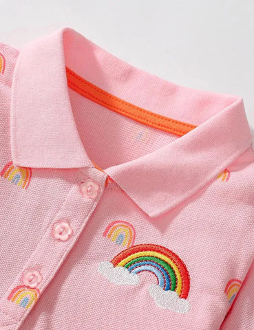 Polojurk met regenboog stippen
