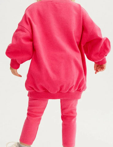 Conjunto de sudadera con lazo de color liso