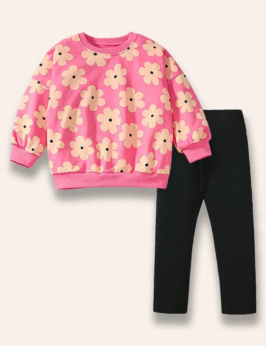 Set felpa con fiori punteggiati