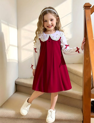 Bow Long Sleeves Dress