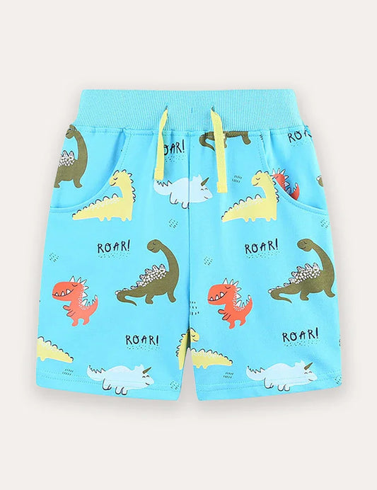 Dinosaur Print Cotton Shorts