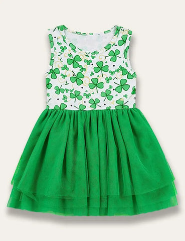 St. Patrick's Day Four-leaf Clover Print Dress - Mini Taylor