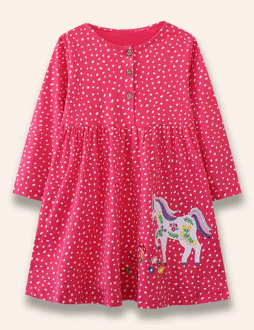 Robe à pois avec appliqué licorne