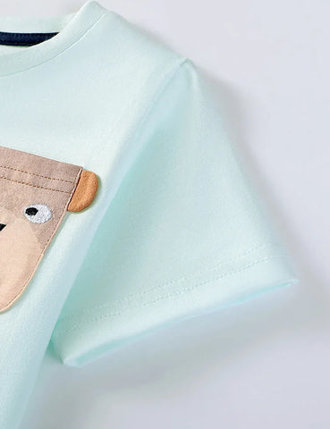 Cute  Cow Applique Cotton T-shirt