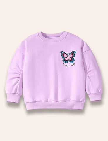 Conjunto de sudadera con mariposas y lentejuelas