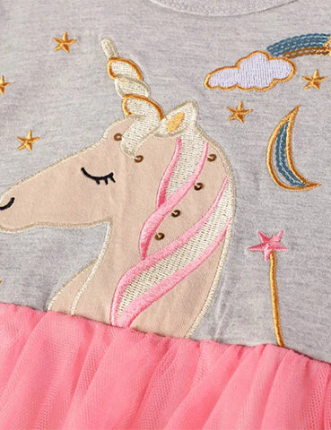 Unicorn Appliqué Tulle Dress