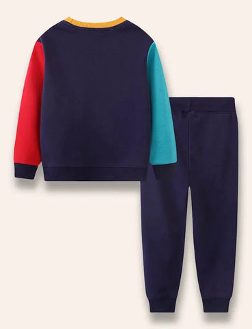 Sweatshirtset met cartoon voertuigapplicatie