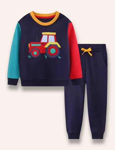 Sweatshirtset met cartoon voertuigapplicatie