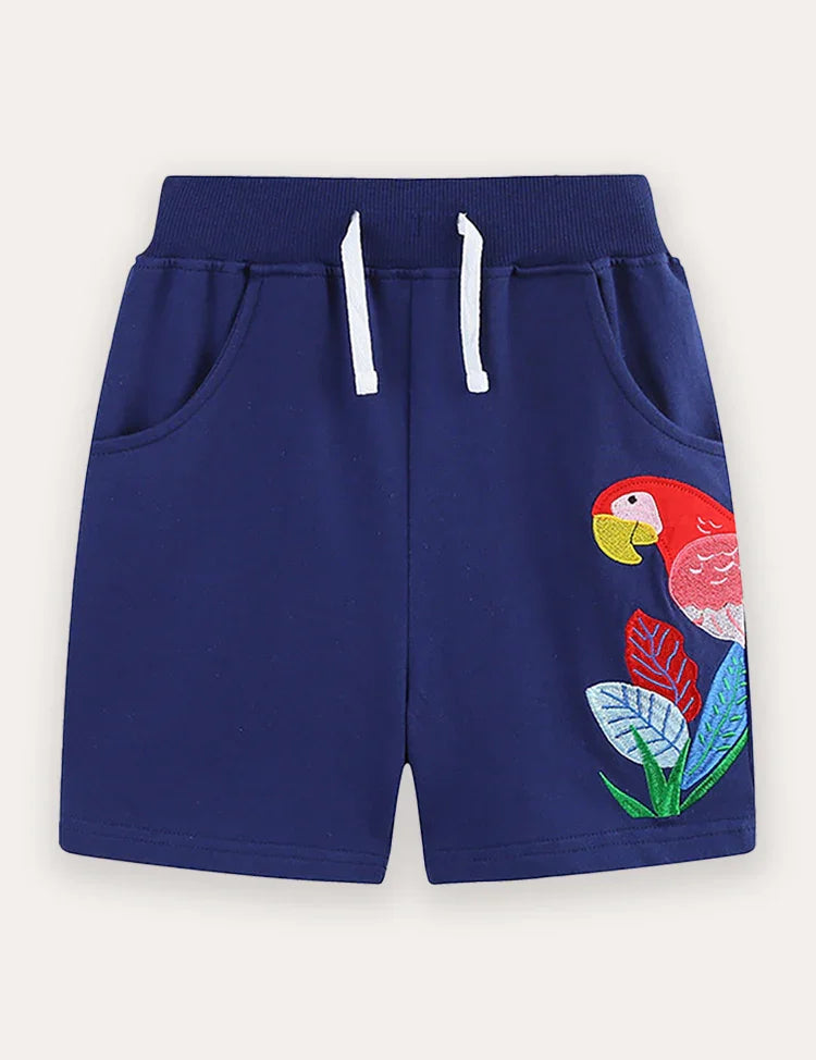 Papegaai geborduurde katoenen shorts