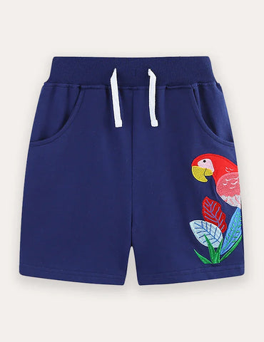 Papegaai geborduurde katoenen shorts