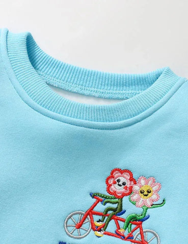 Conjunto de sudadera con bordado de flores Pedal Power
