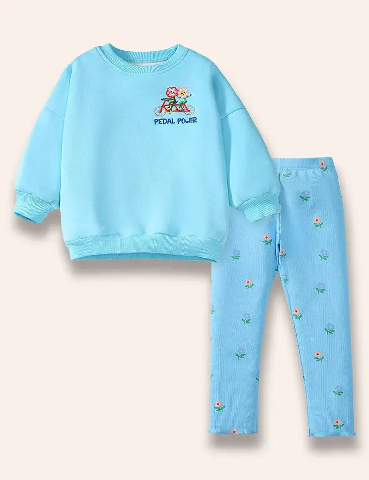 Conjunto de sudadera con bordado de flores Pedal Power