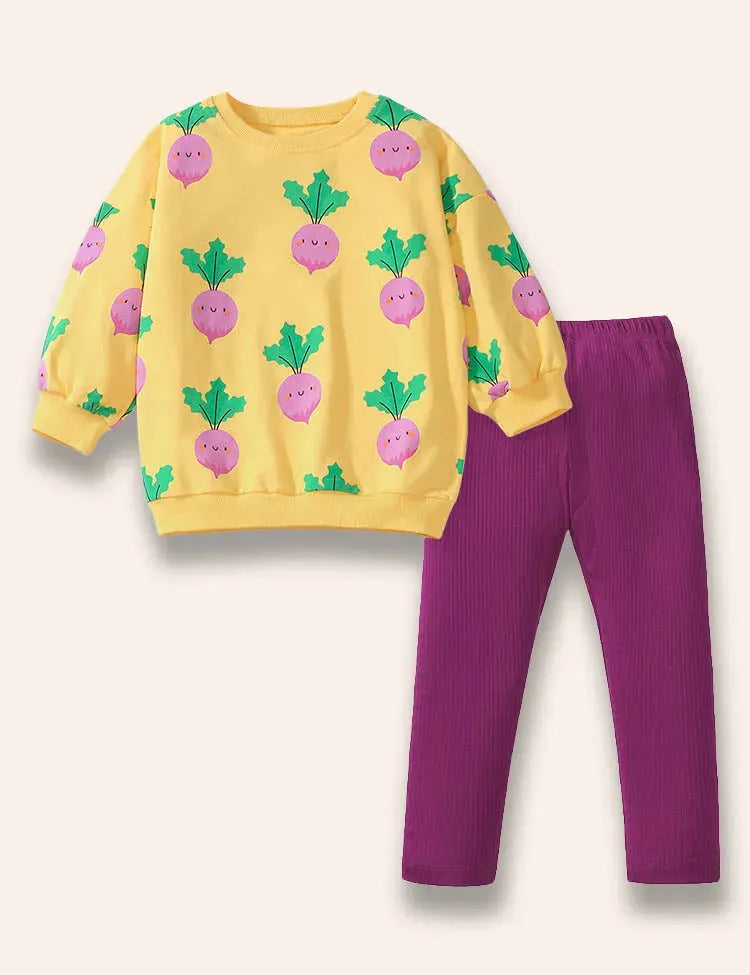 Conjunto de sudadera con estampado de rábanos