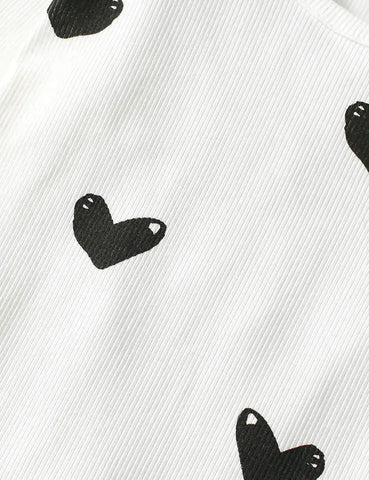 Heart Printed Long Sleeve T-Shirt Set