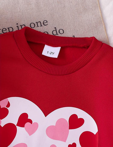 Conjunto de sudadera con estampado de amor de San Valentín