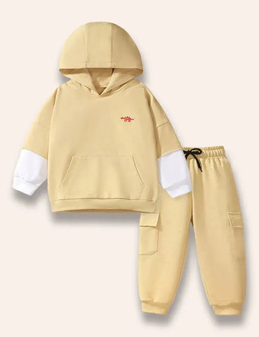 Conjunto de sudadera con capucha y bordado de dinosaurio