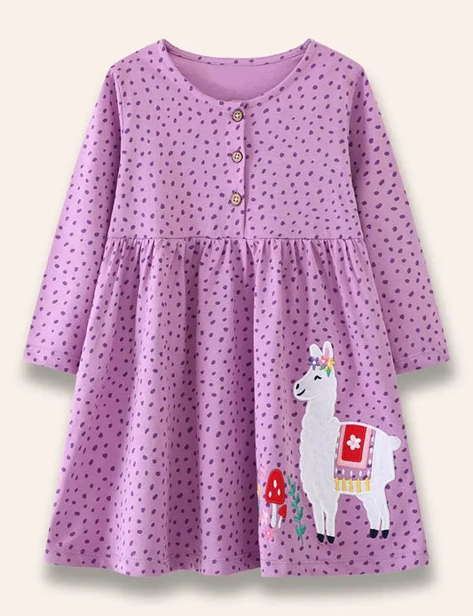 Kleid mit Alpaka-Applikation und Punkten