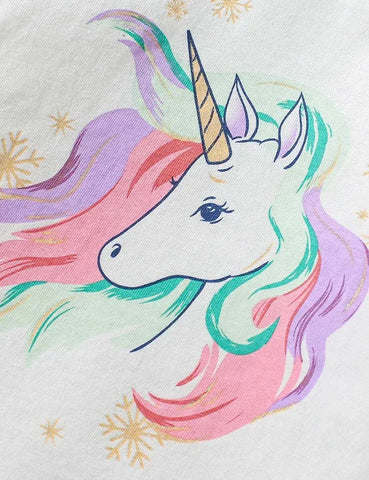 Conjunto de camiseta de manga larga de polar con estampado de unicornio