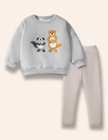 Conjunto de sudadera con estampado de animales del bosque