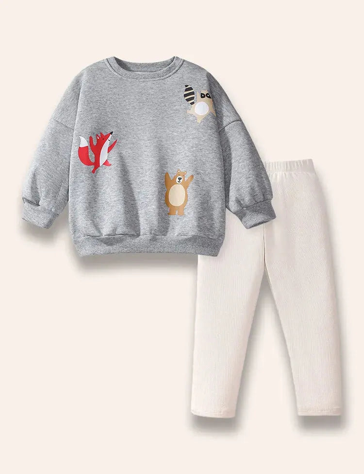 Conjunto de sudadera con estampado de animales del bosque