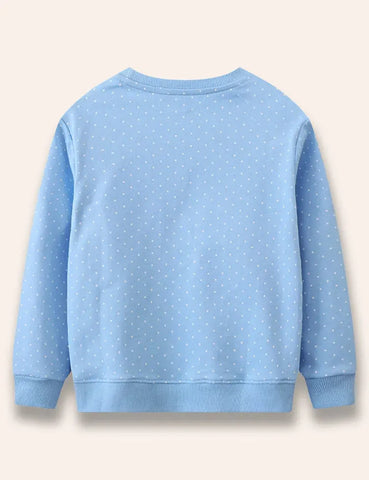 Sweatshirt Mit Applikation: Hase Mit Rucksack