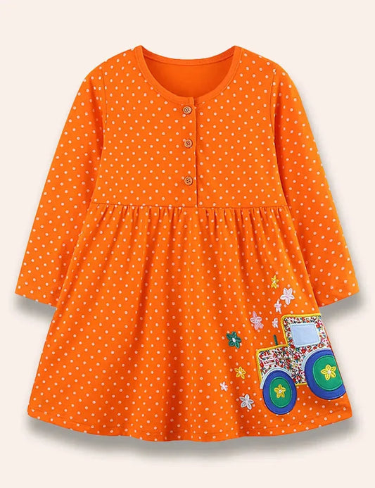 Country Life Kleid Mit LKW-Applikation, Gepunktet