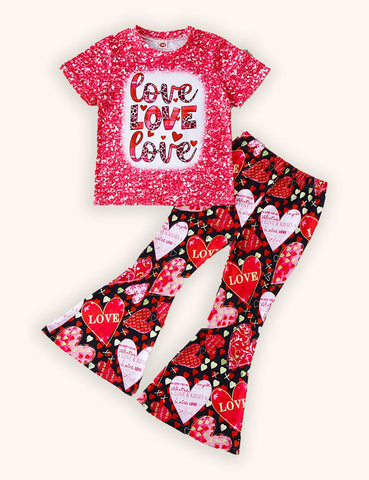 Conjunto de camiseta con estampado de amor de San Valentín