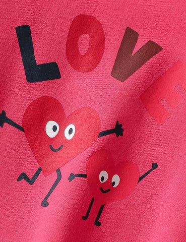 Conjunto de sudadera con estampado de corazón de dibujos animados