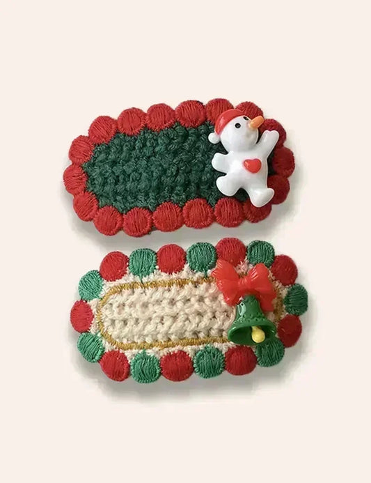 Forcine per capelli lavorate a maglia fatte a mano di Natale 2 pezzi