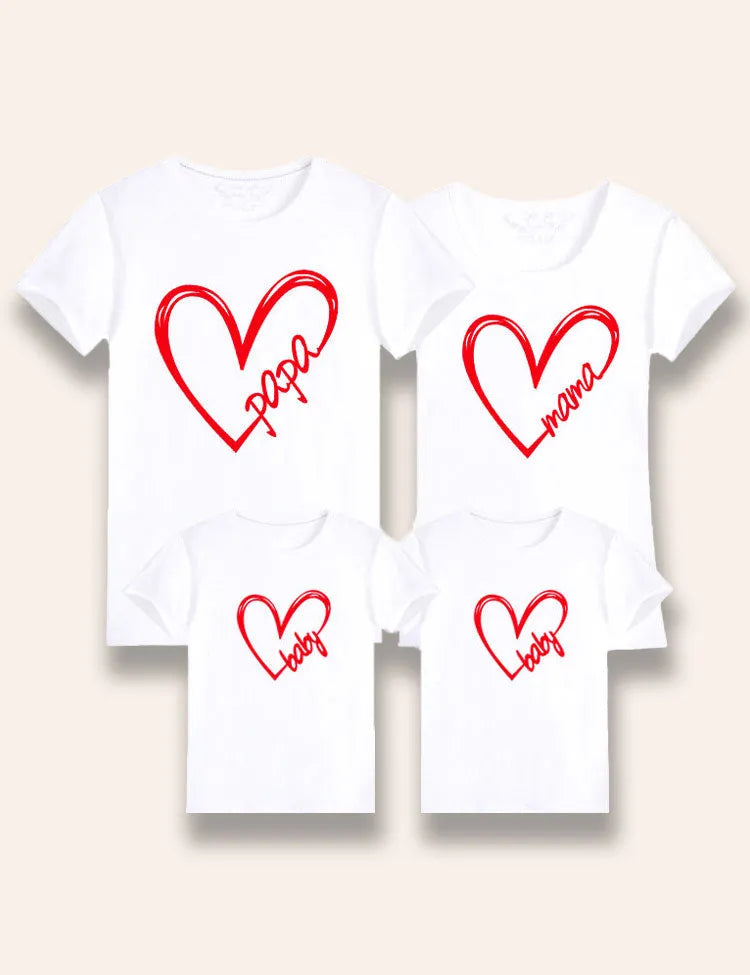 Valentine's Day Heart Printed Family Matching T-Shirt