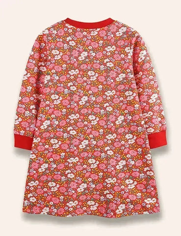 Christmas Santa Claus Appliqué Floral Dress