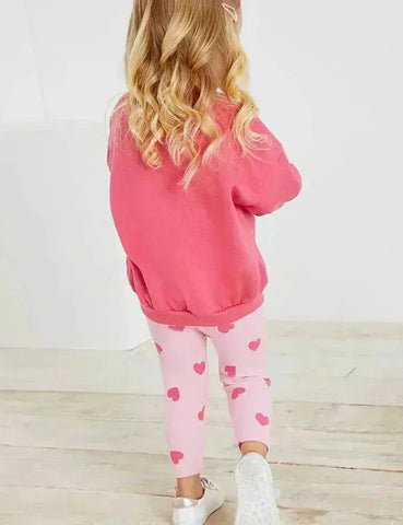 Conjunto de sudadera con estampado de corazones